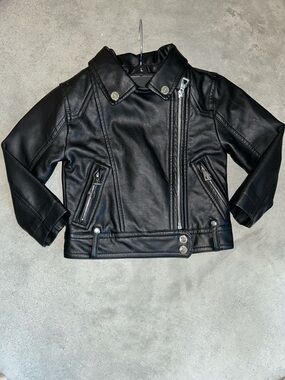 Urban Republic Black Faux Leather Jacket with Silver Hardware